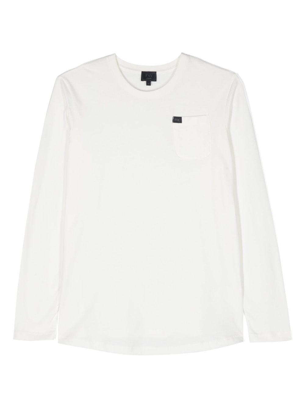 Logo-patch long-sleeve cotton T-shirt - White