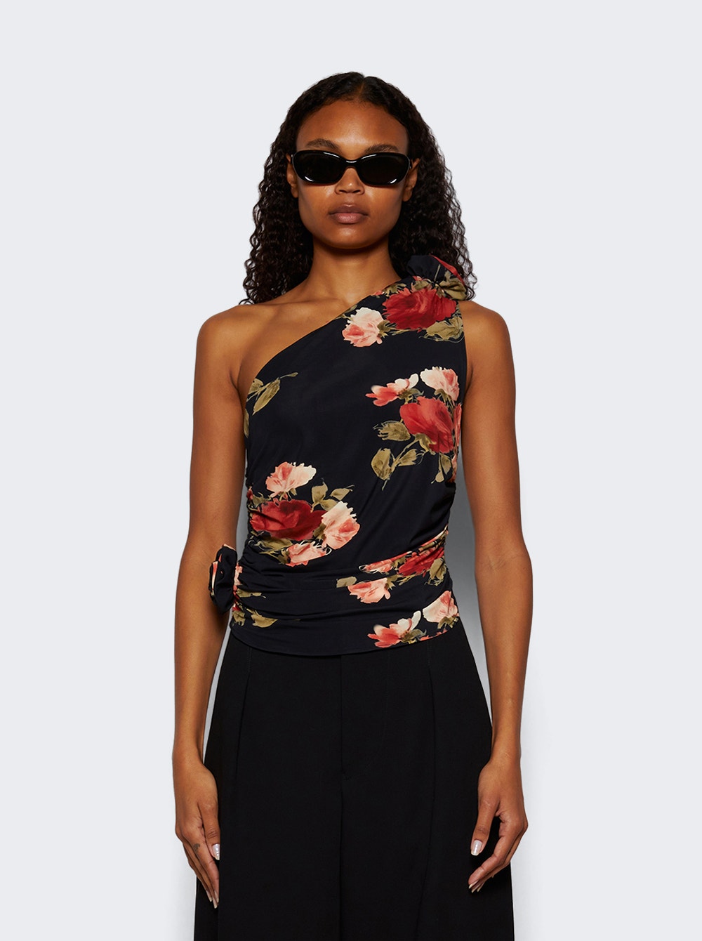 Floral-print top - Black