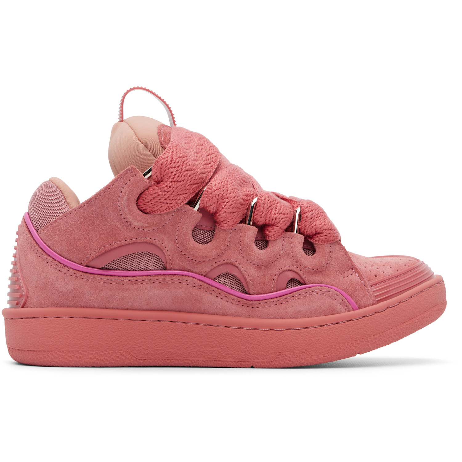 Pink Monochrome Suede Curb Sneakers