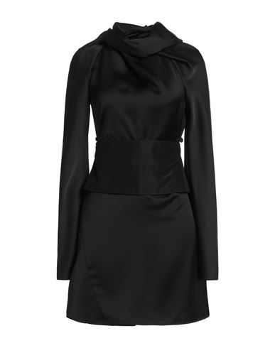 Woman Mini dress Black Size 4 Polyester, Cotton, Silk