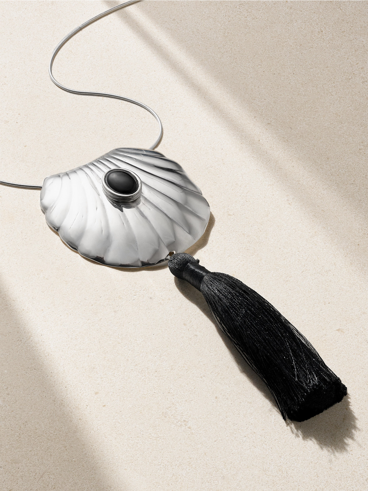 Petra Silver-tone Onyx Necklace - Black