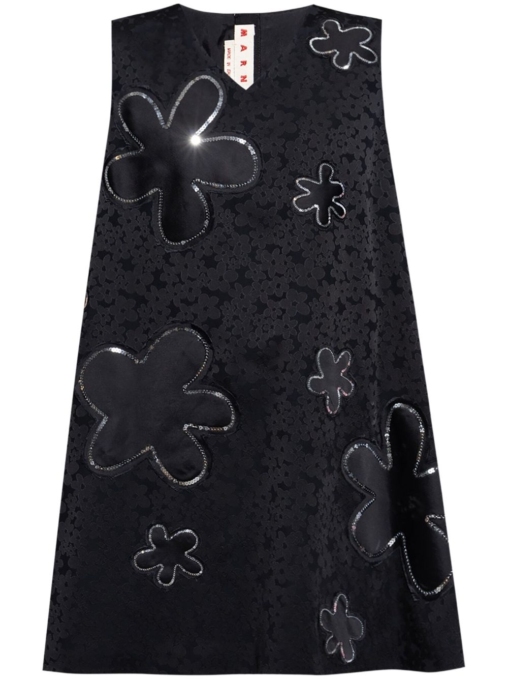 Floral-jacquard mini dress - Black