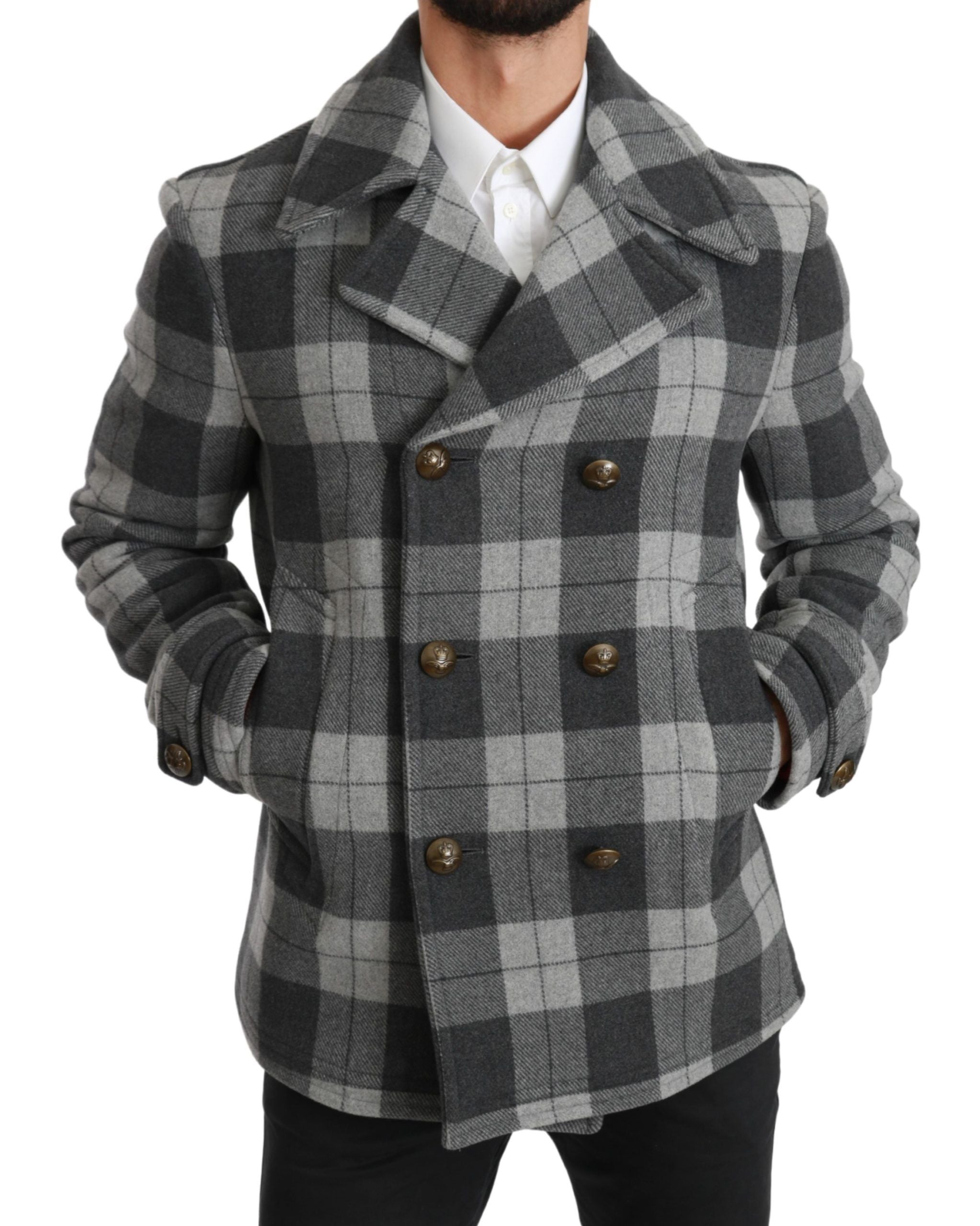 Check Wool Cashmere Jacket — Gray