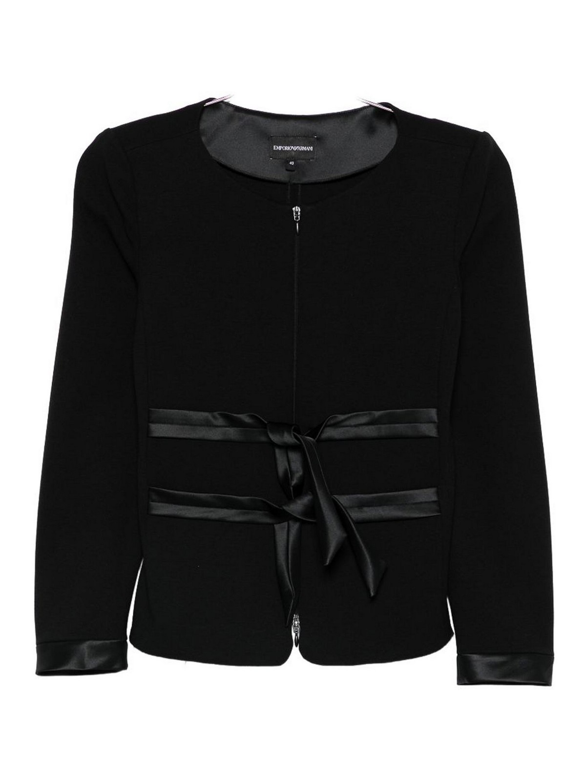 Emporio Armani - fitted blazer round neck long sleeves satin
