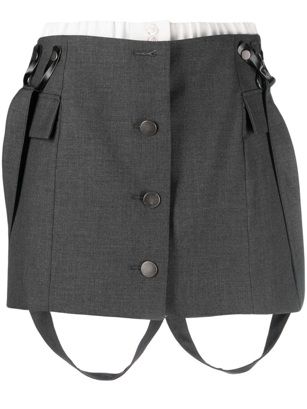 Suspenders button-up miniskirt - Grey