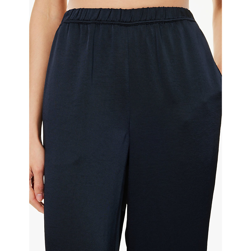 Womens Coastal Elasticated-waist Wide-leg Low-rise Woven Trousers S