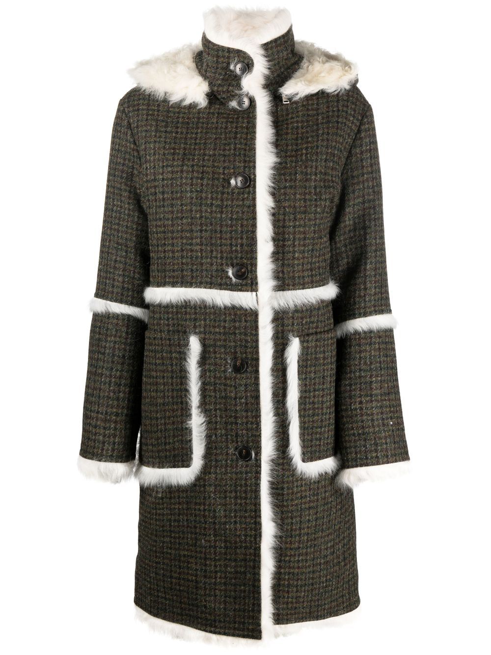 Shearling wool coat - Black