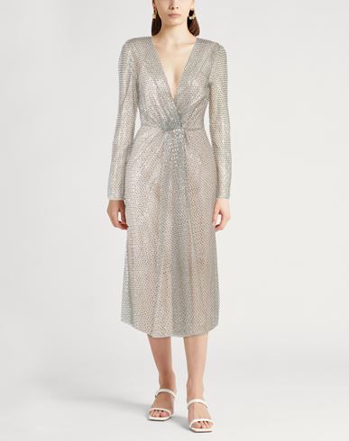 Woman Midi dress Grey Size 6 Polyester