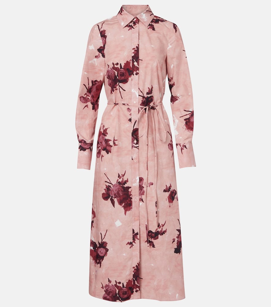 Floral cotton poplin shirt dress