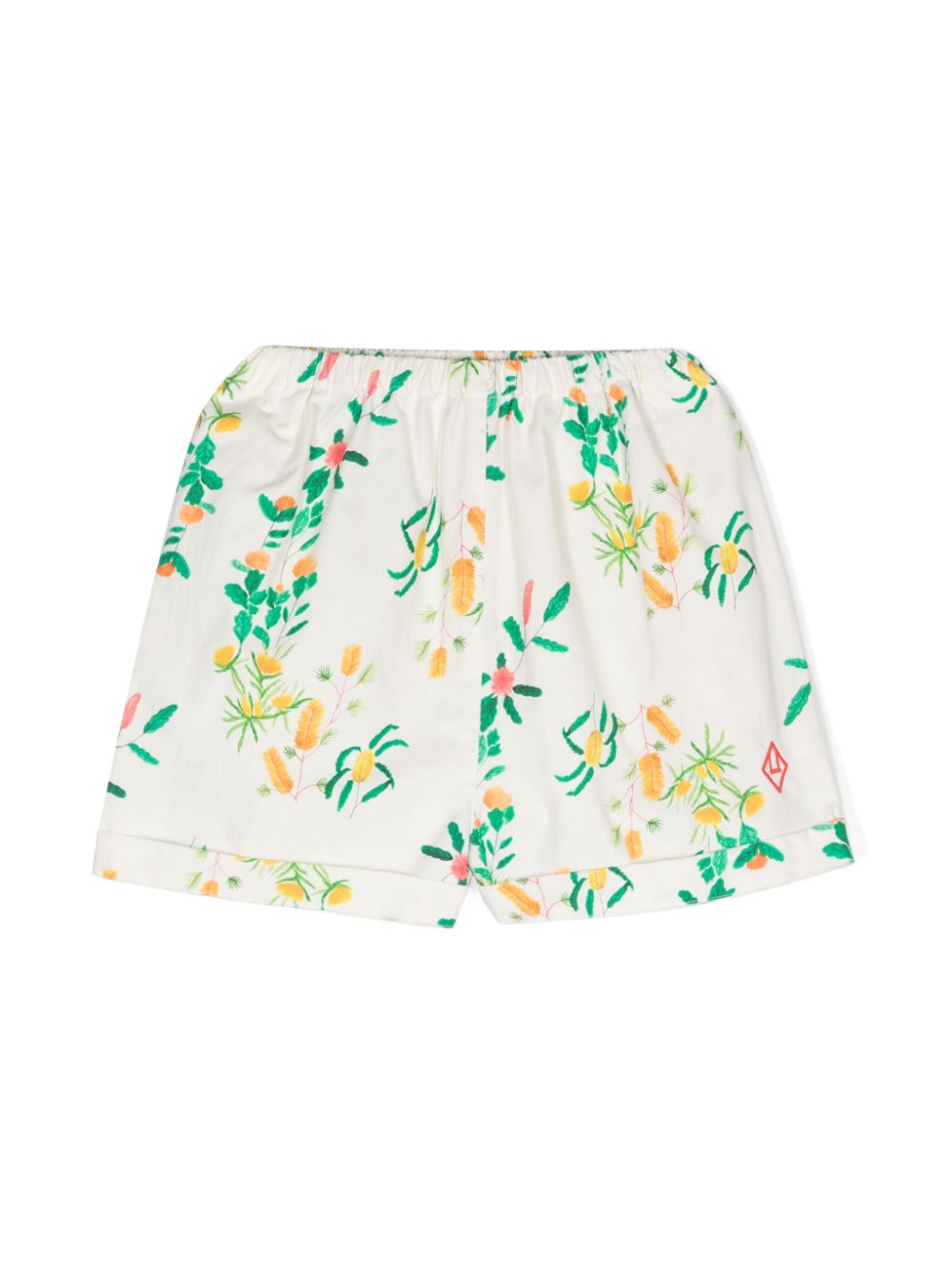 Bee floral-print cotton shorts - White