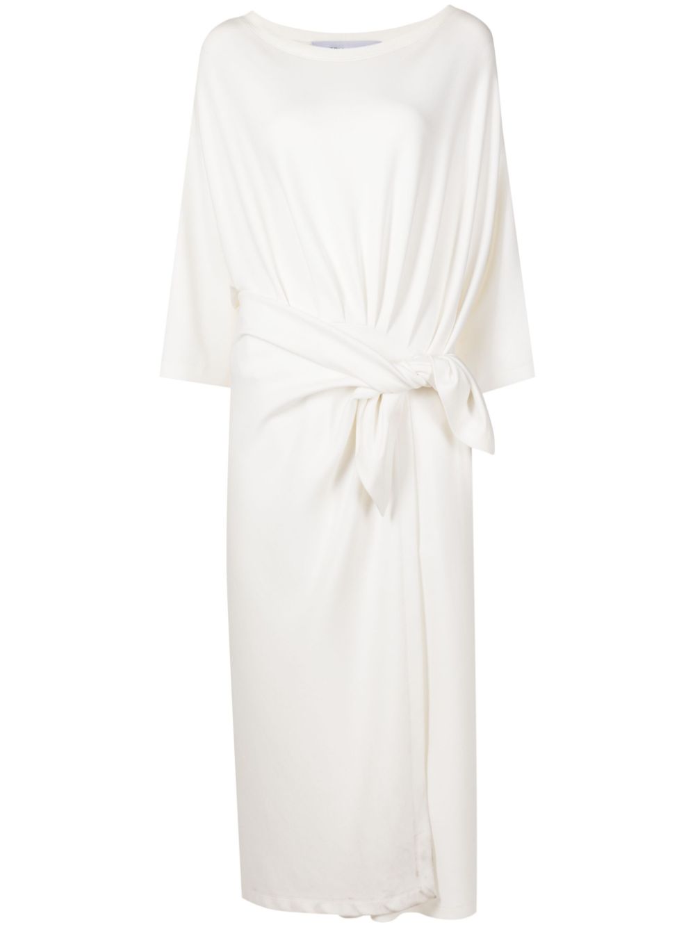 Knot-detail midi dress - White