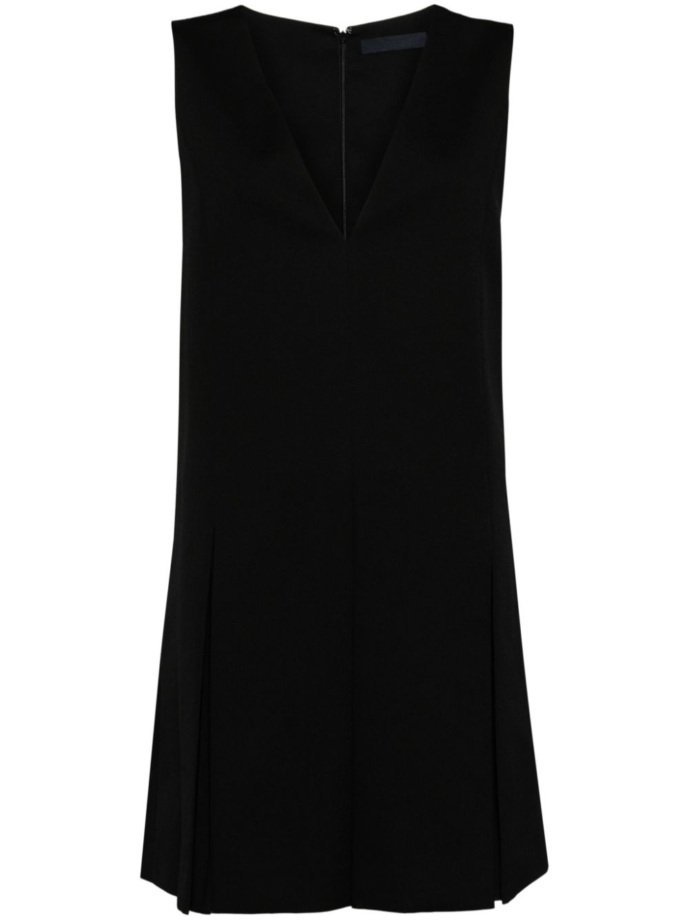 V-neck pleated minidress - Black