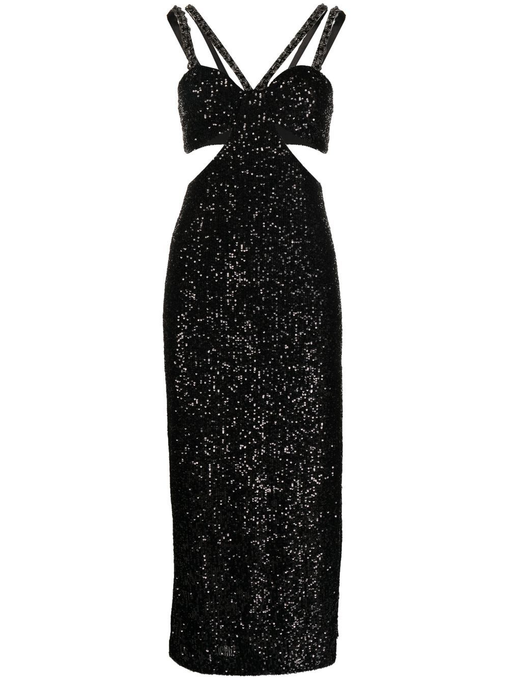 Missing Hours sequinned cut-out midi dress - Black