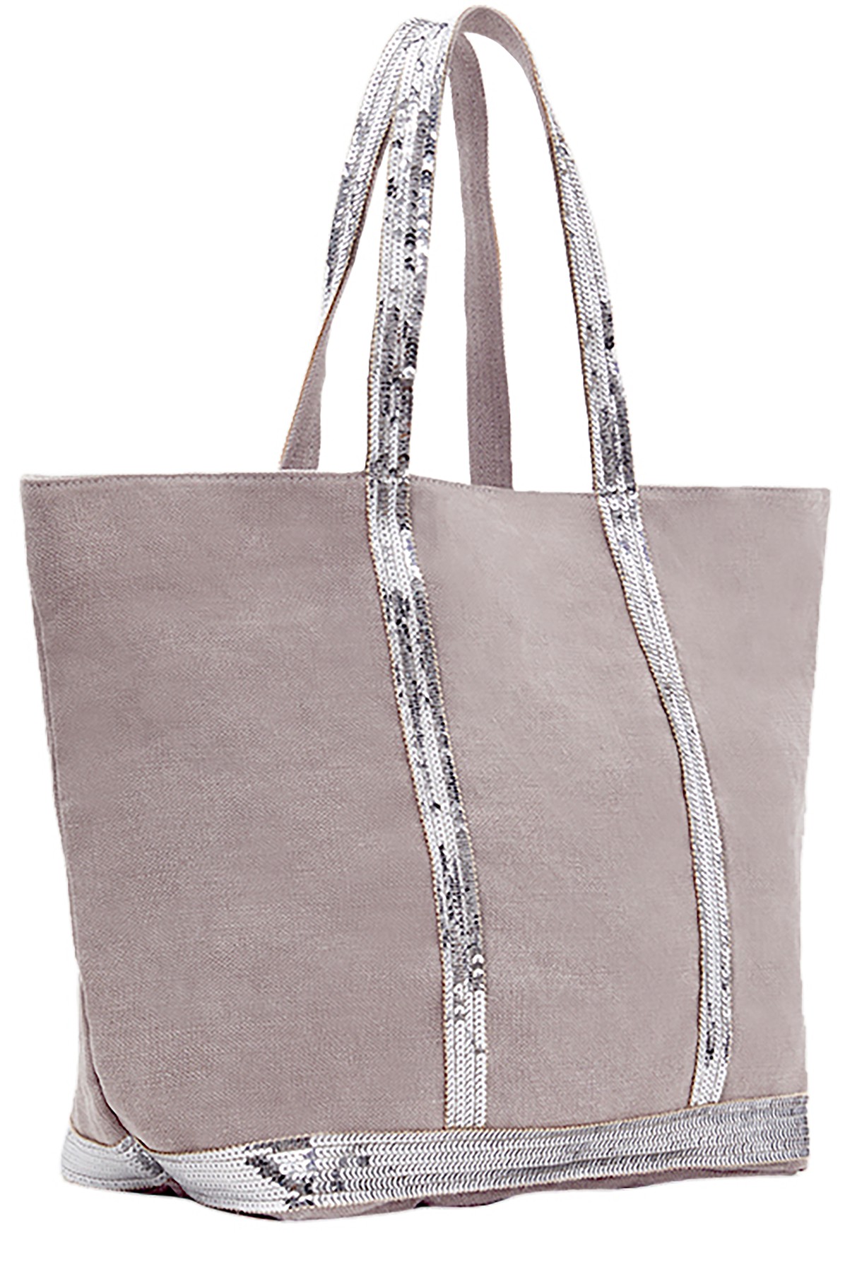 Linen and Sequins Shoulder Strap L Cabas Tote