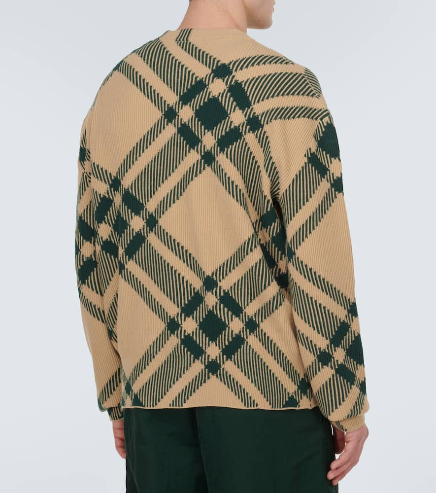 Check wool-blend cardigan