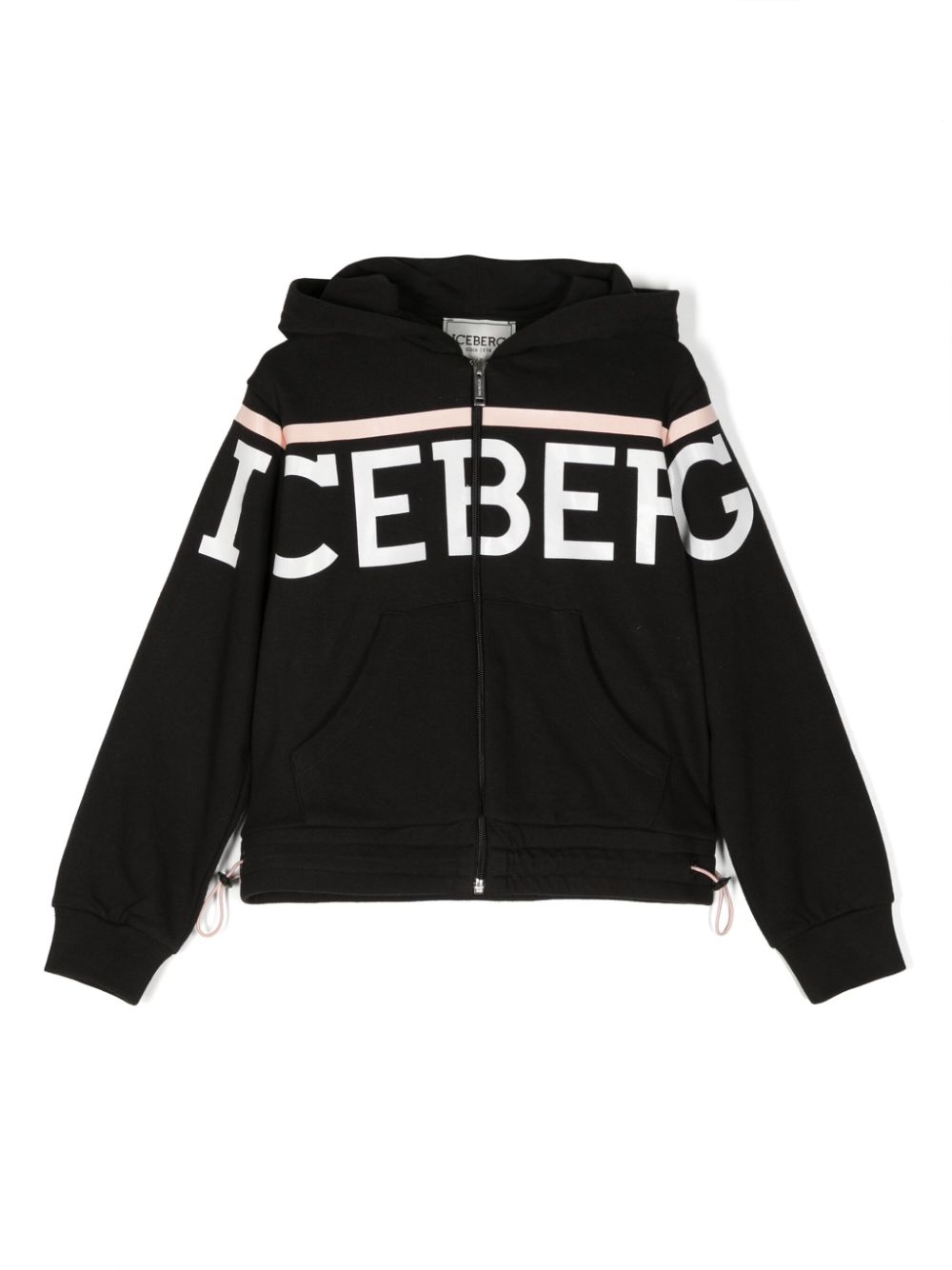 Logo-print zip-up hoodie - Black