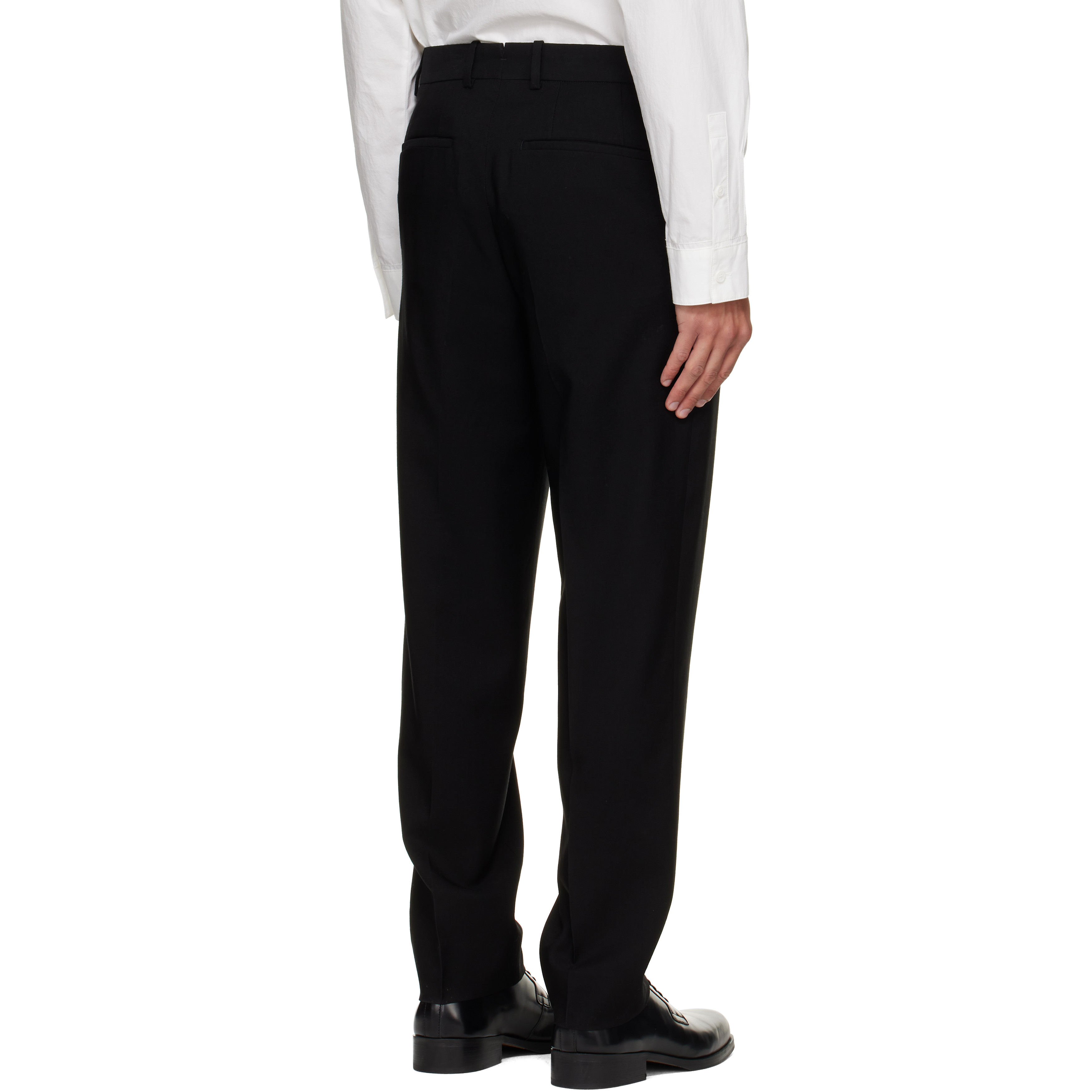 Black Wool Set-Up Trousers