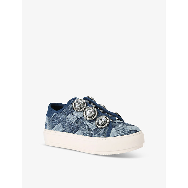 Womens Denim Laney Octavia Crystal-embellished Woven Low-top Trainers