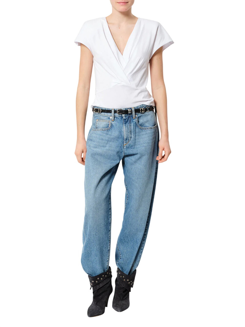 White Solid V Neck T-Shirt