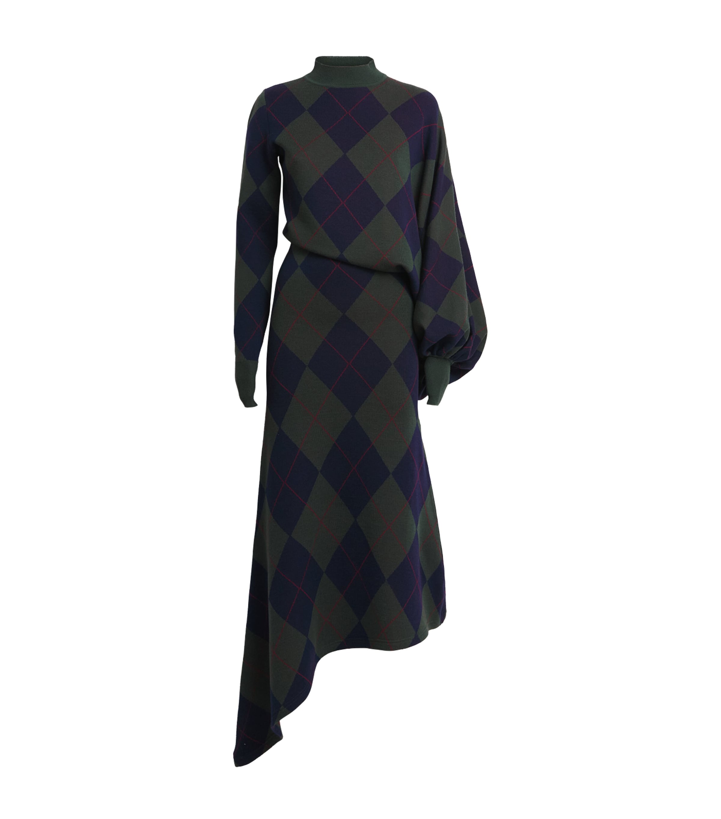 Merino Wool Argyle Midi Dress