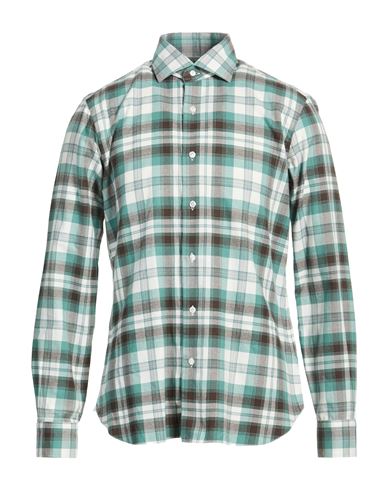 Man Shirt Green Size 17 Cotton