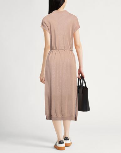 Peserico Woman Midi dress Camel Size 6 Metallic fiber, Linen, Cotton