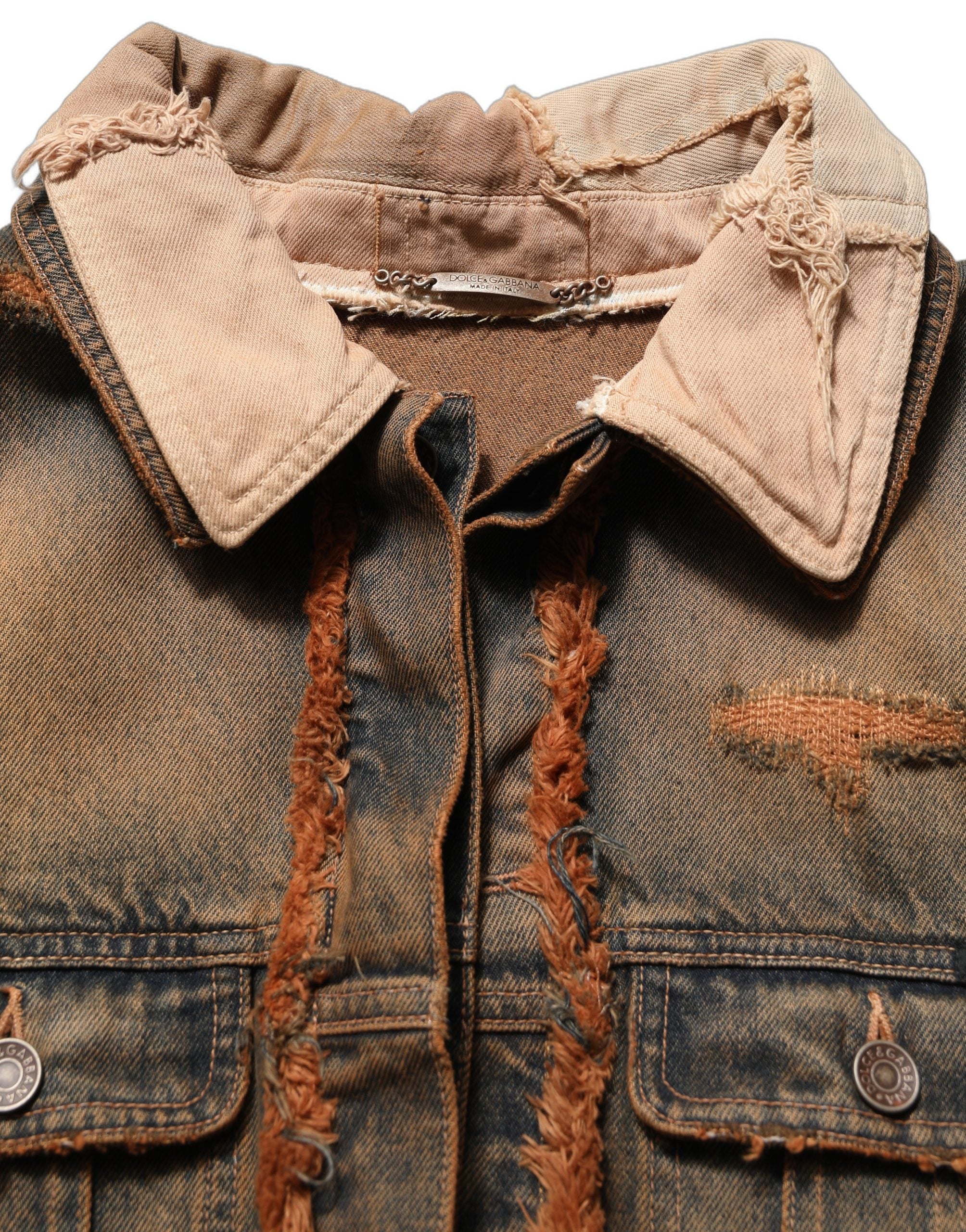 Raw Cut Panelled Denim Jacket — Multicolor