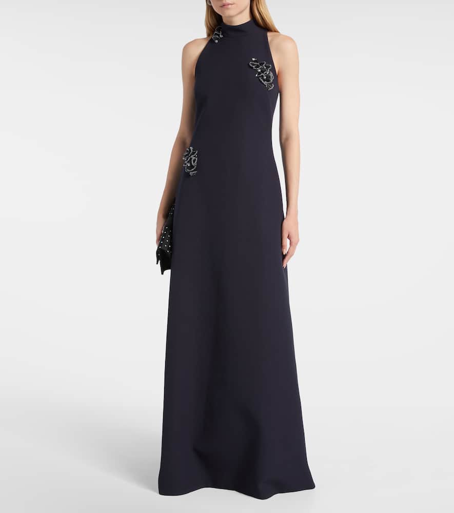 Priscilla embellished crêpe gown