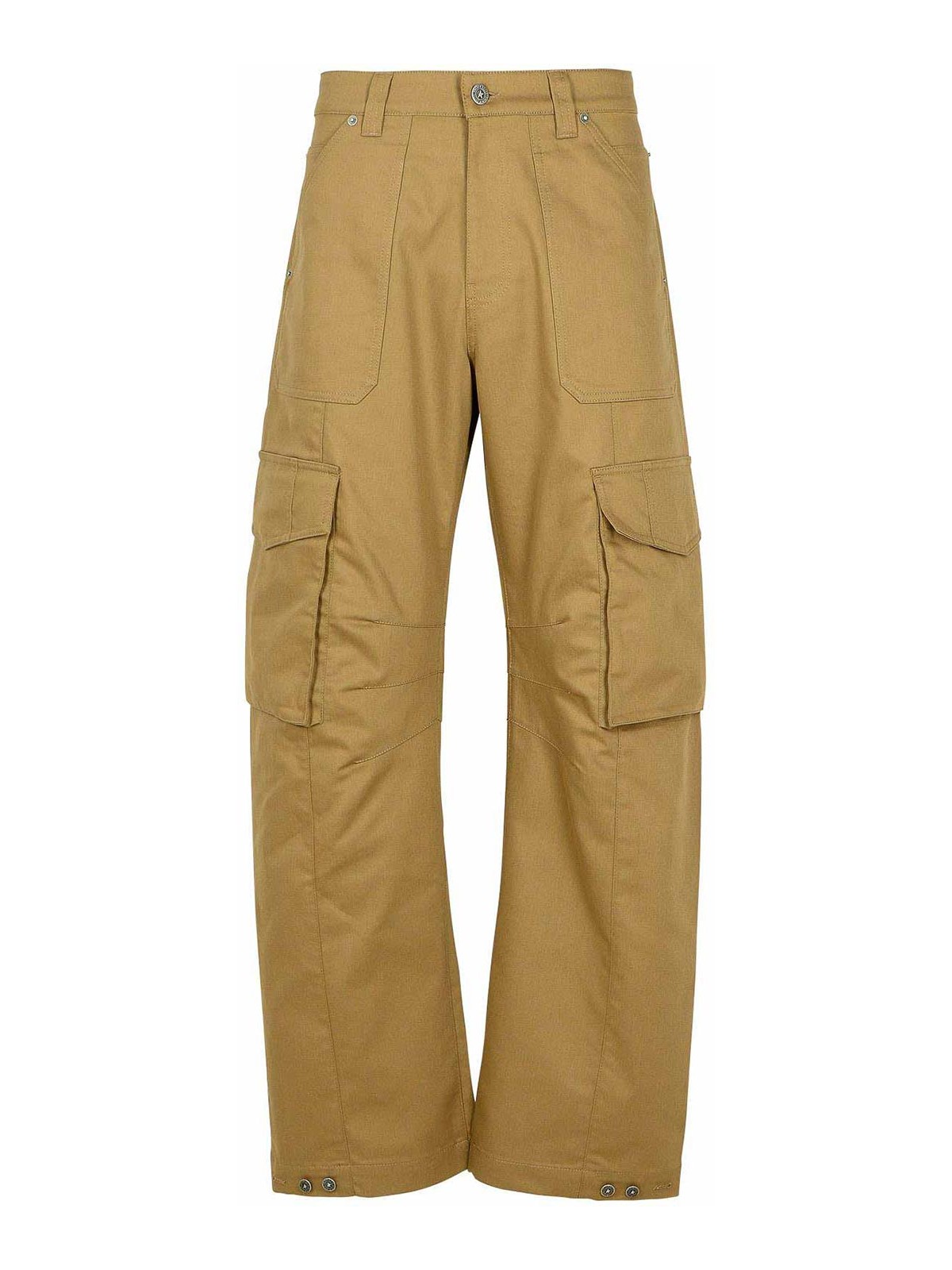 Beige Cotton Blend Cargo Pants
