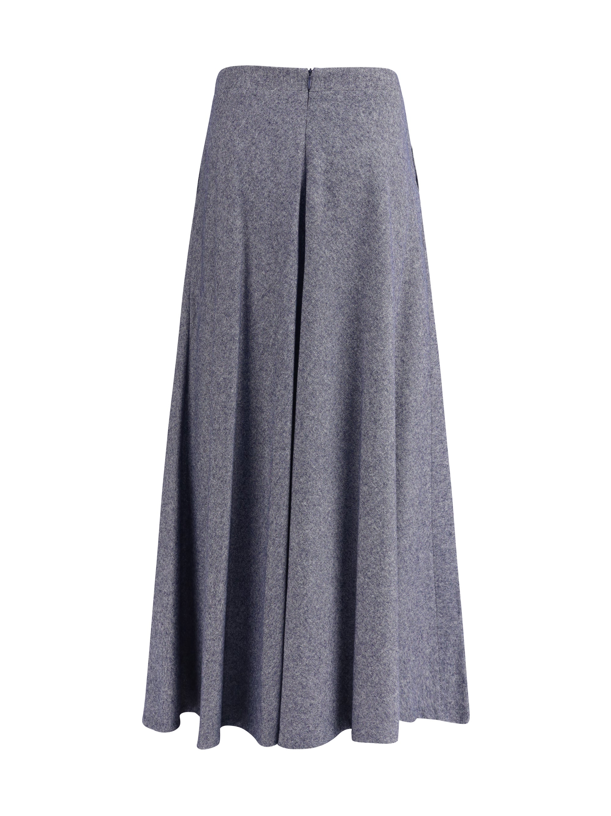 Flared Denim-Effect Cotton Skirt — Gray