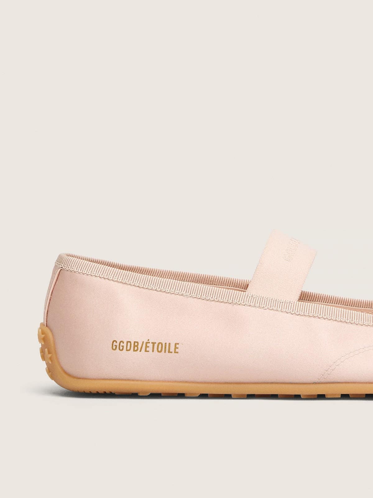 Golden Goose - Étoile Ballet Flats In Powder Pink Satin With Powder Pink Embroidered Star And Elastic Strap, Woman