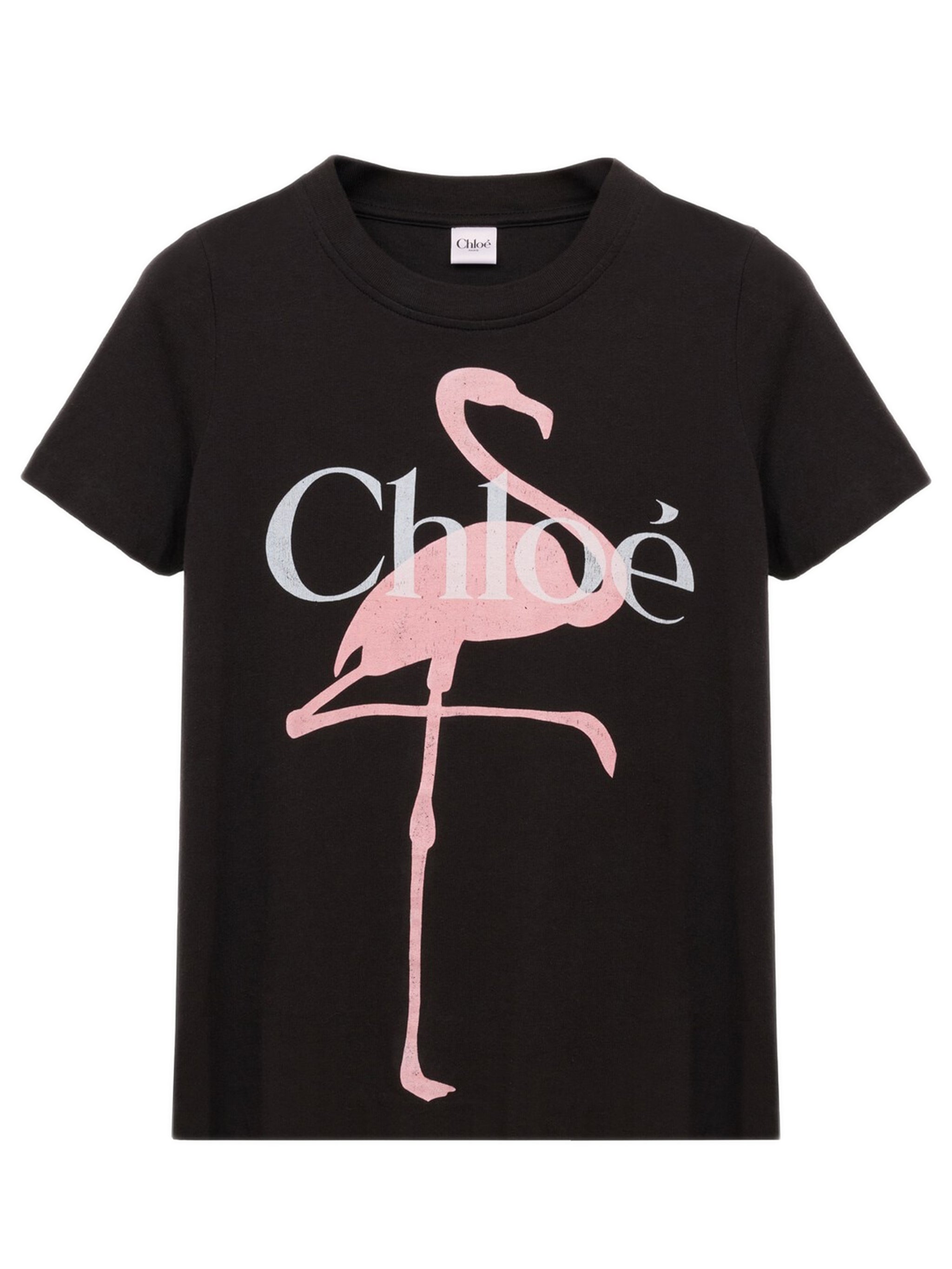 Chloé Cotton T-Shirt Featuring a Flamingo Print