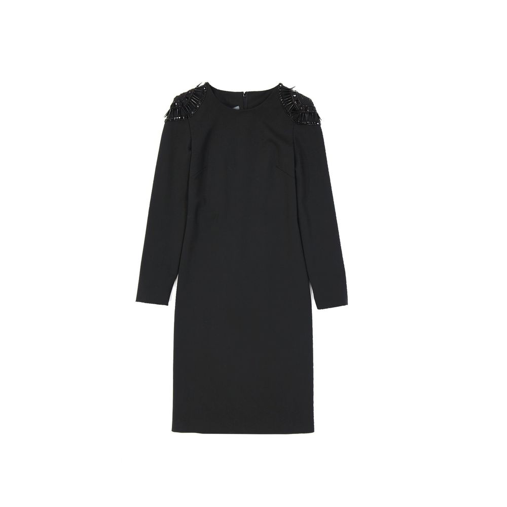 Stud-Embellished Wool Tunic Dress — Black