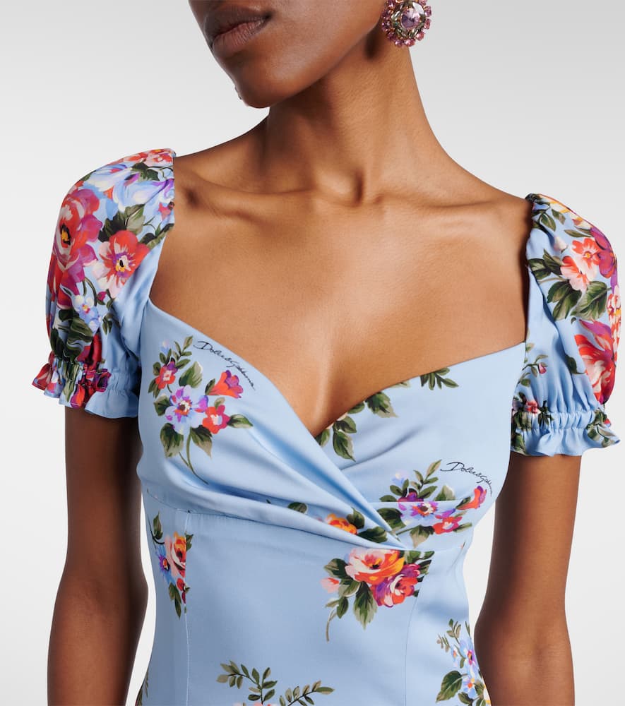 Floral silk-blend midi dress