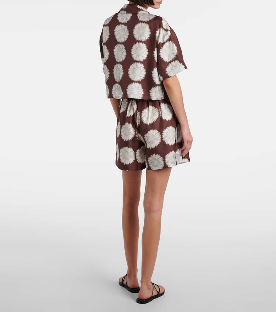 Lincoln floral silk twill cropped shirt