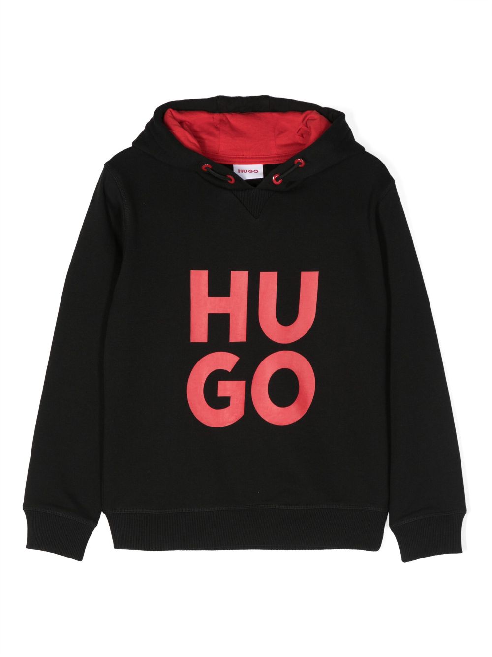Logo-print drawstring hoodie - Black