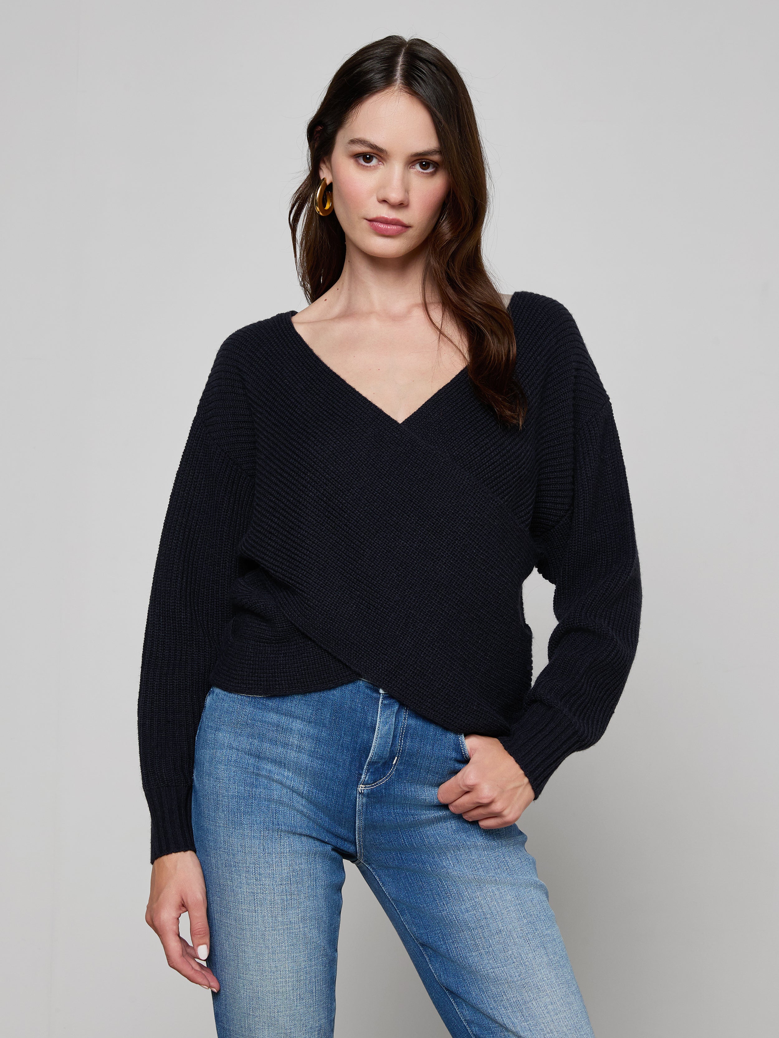 Antonella Crossover Sweater In Midnight