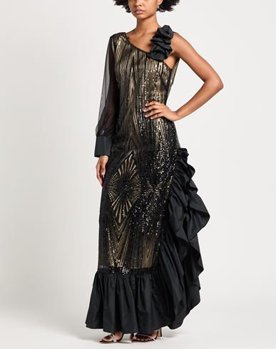 Woman Maxi dress Black Size 6 Polyester, Elastane, Silk