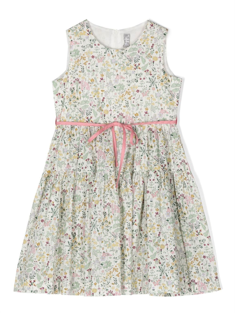 Floral-print pleated dress - White