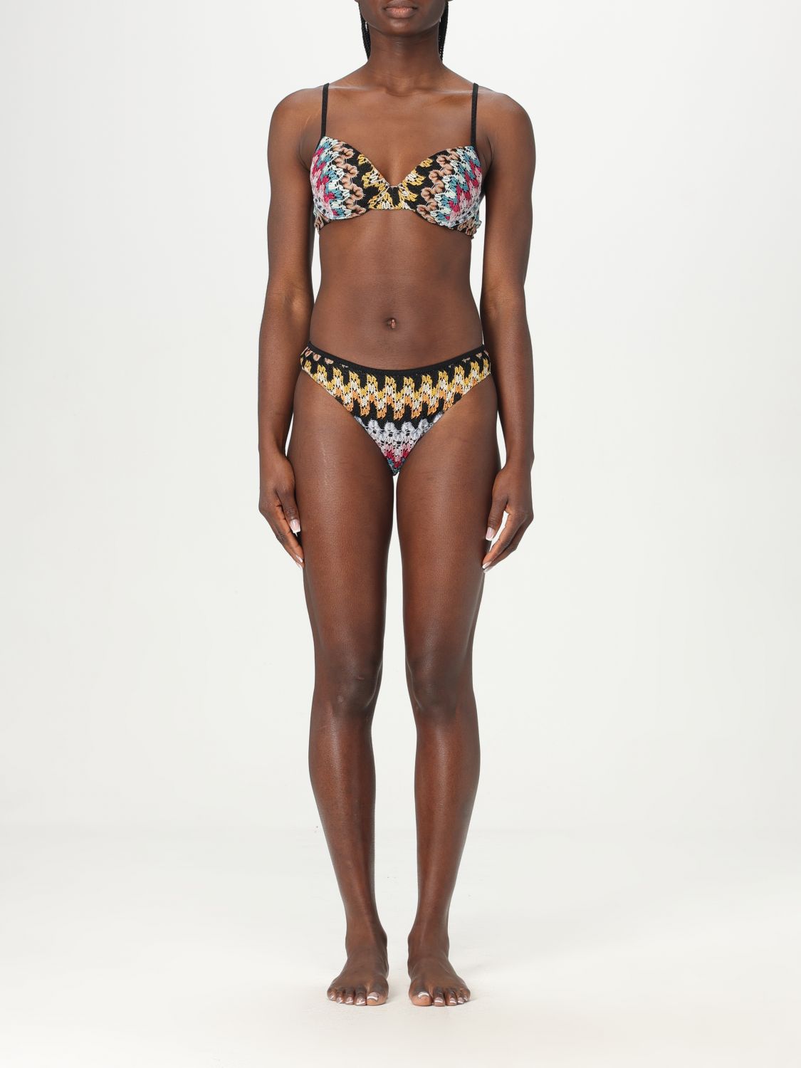 Zigzag-knit bikini set - Black