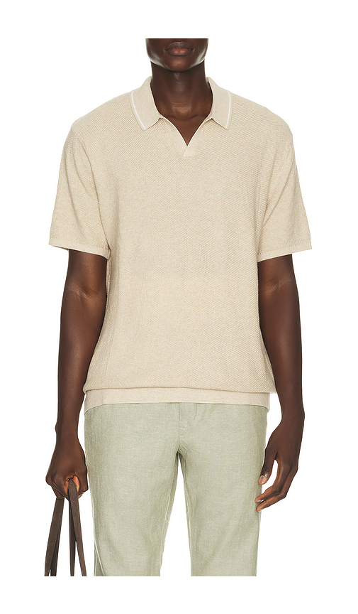Marine Layer Greyson Knitted Polo in Brown. S. Also in M, L, XL/1X