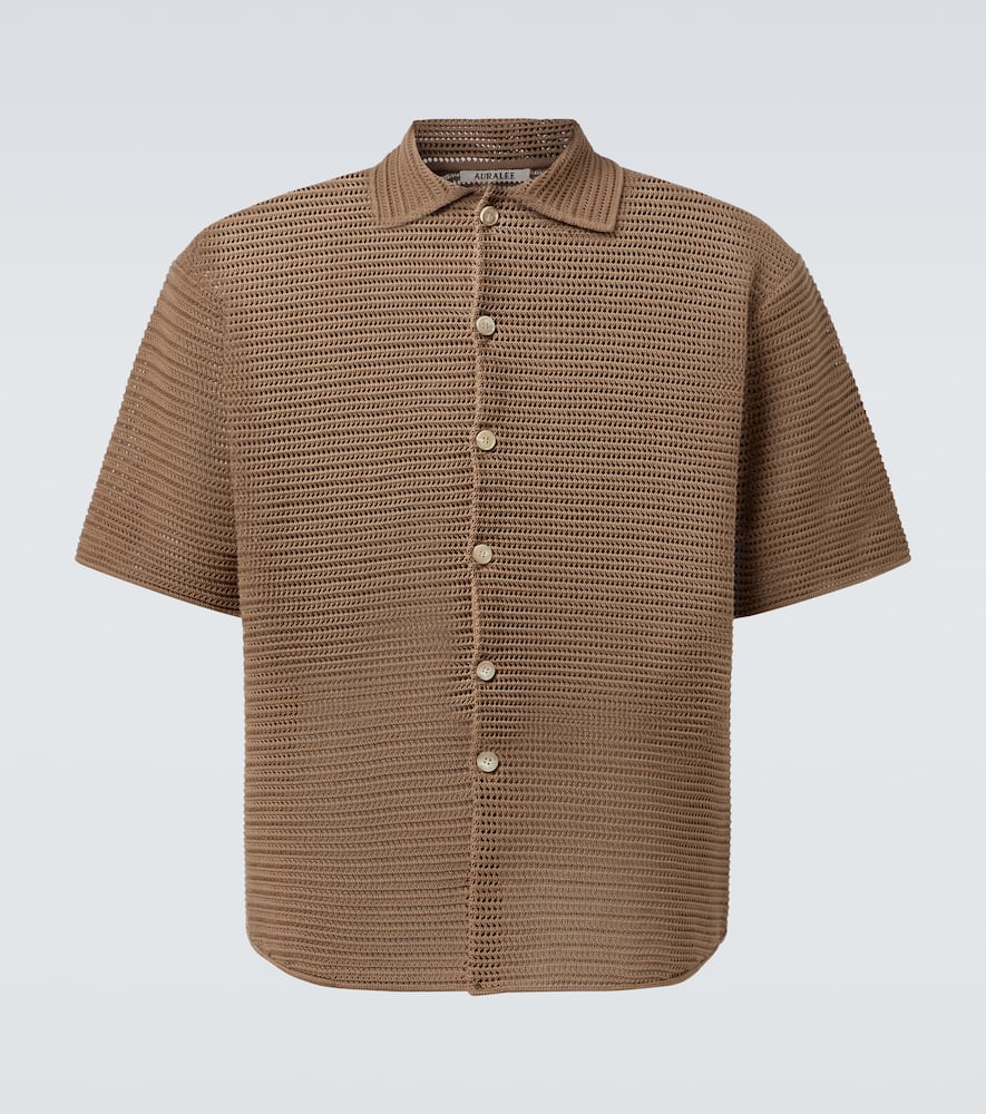 Knitted cotton mesh shirt