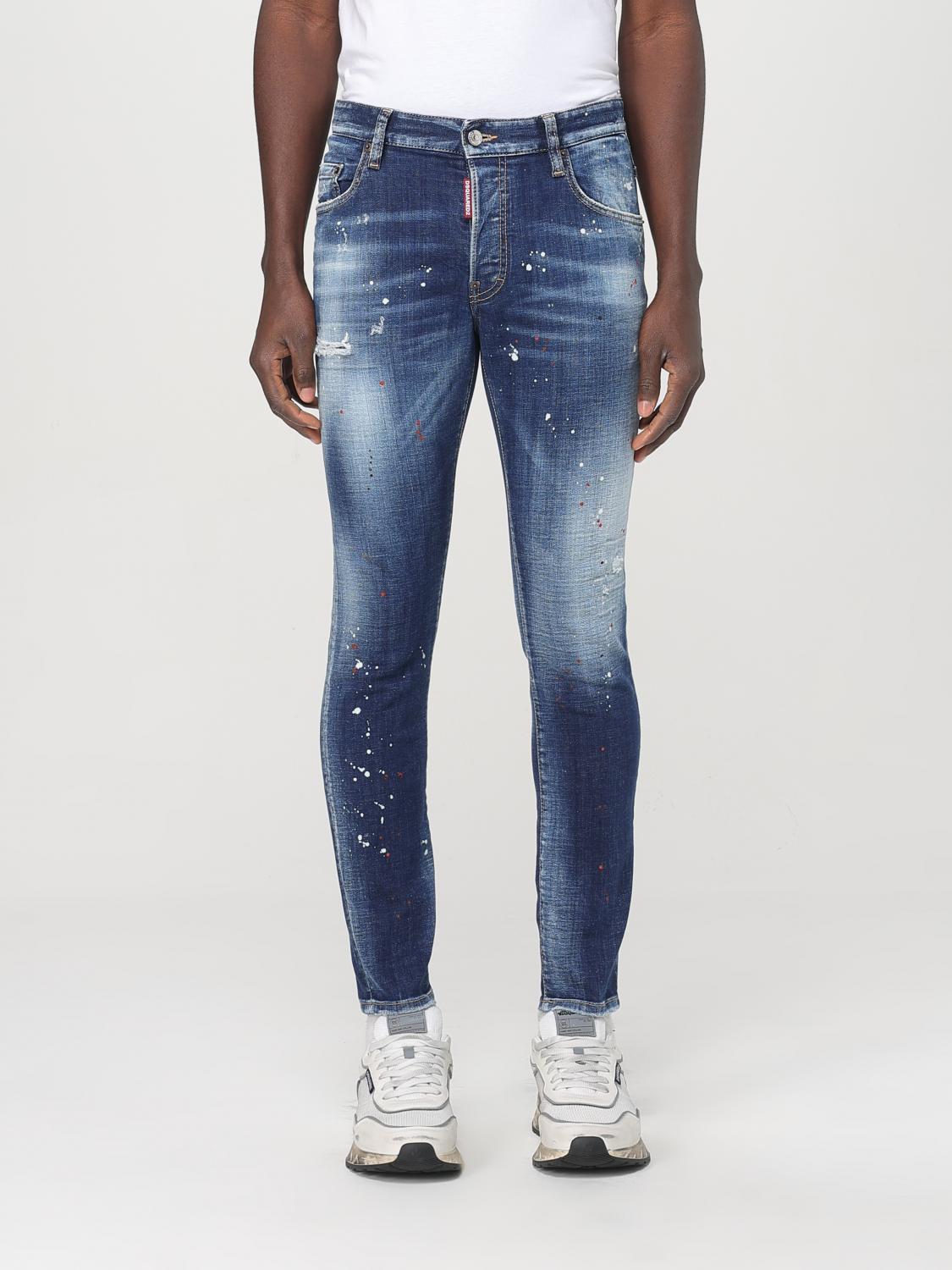 Distressed stretch-cotton slim jeans - Blue