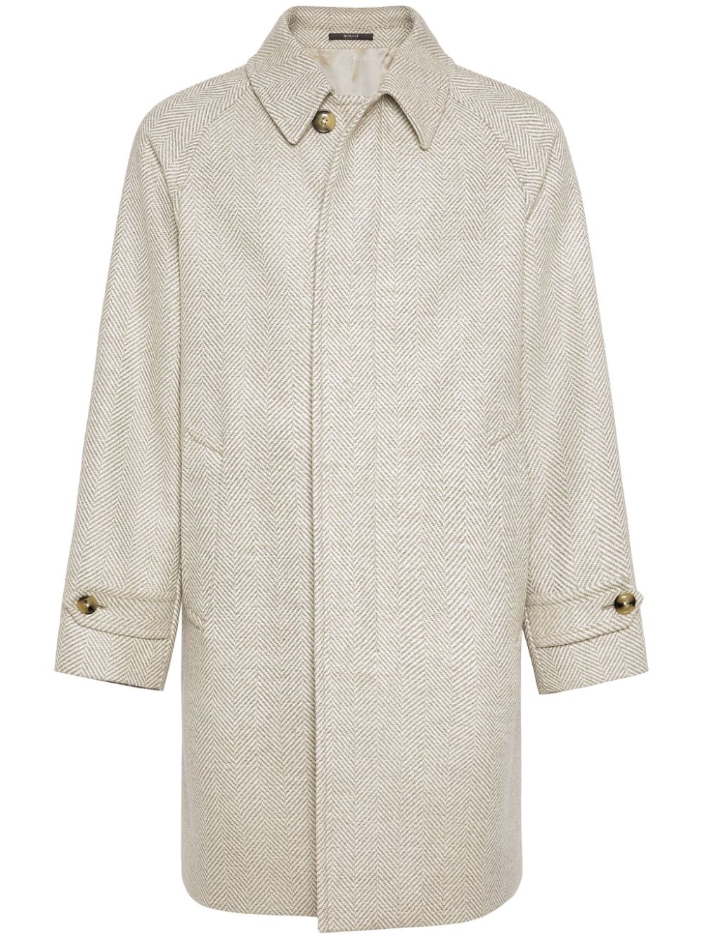 Single-breasted wool coat - Neutrals