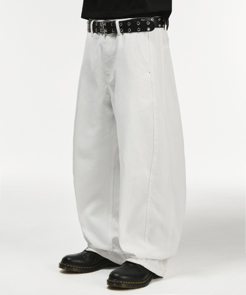 Curved Side Panel Cotton Pants