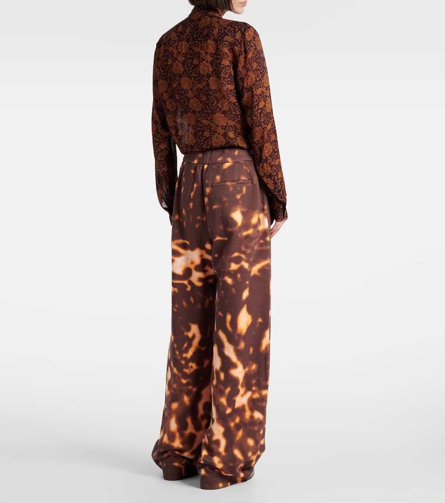 Printed cotton wide-leg pants