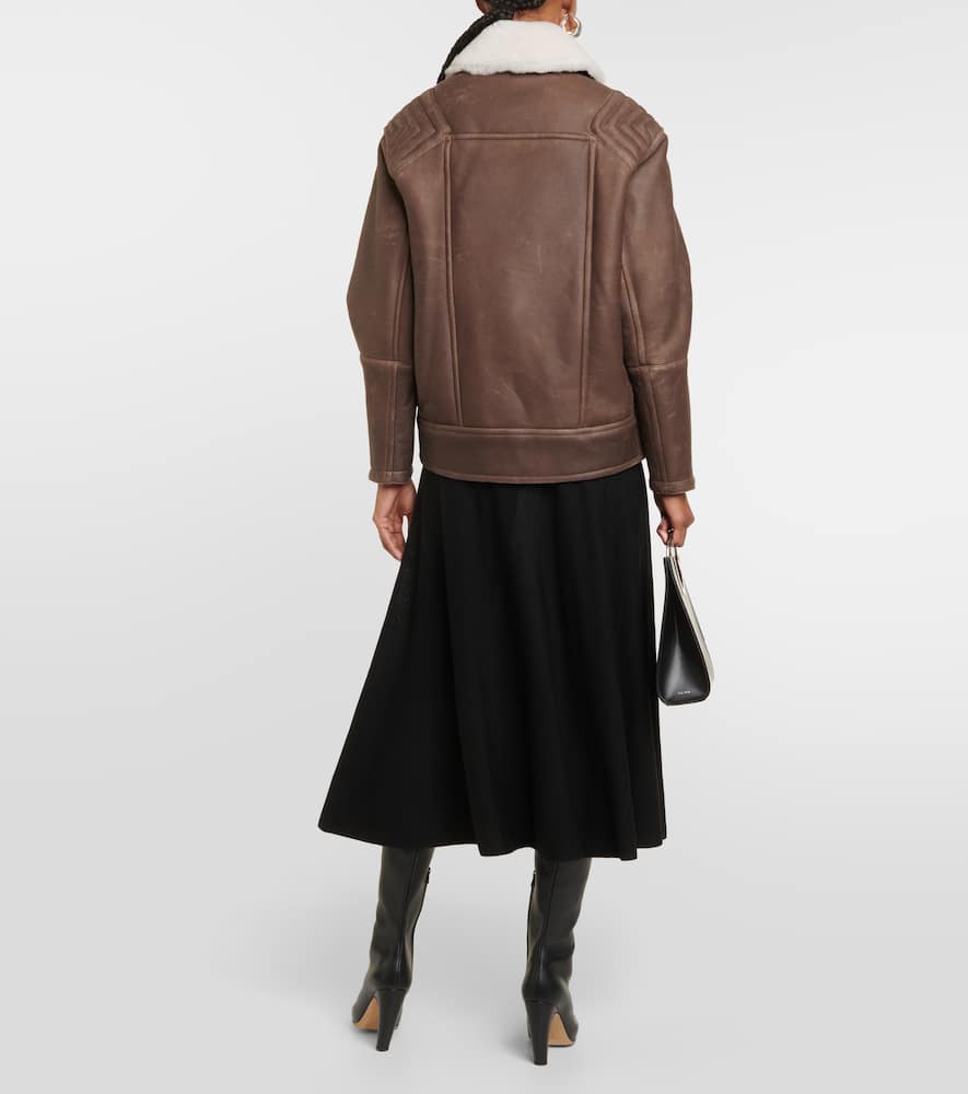 Shearling-trimmed leather jacket