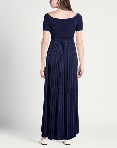 Woman Maxi dress Blue Size 4 Cotton, Polyester, Metallic Polyester, Polyamide, Elastane
