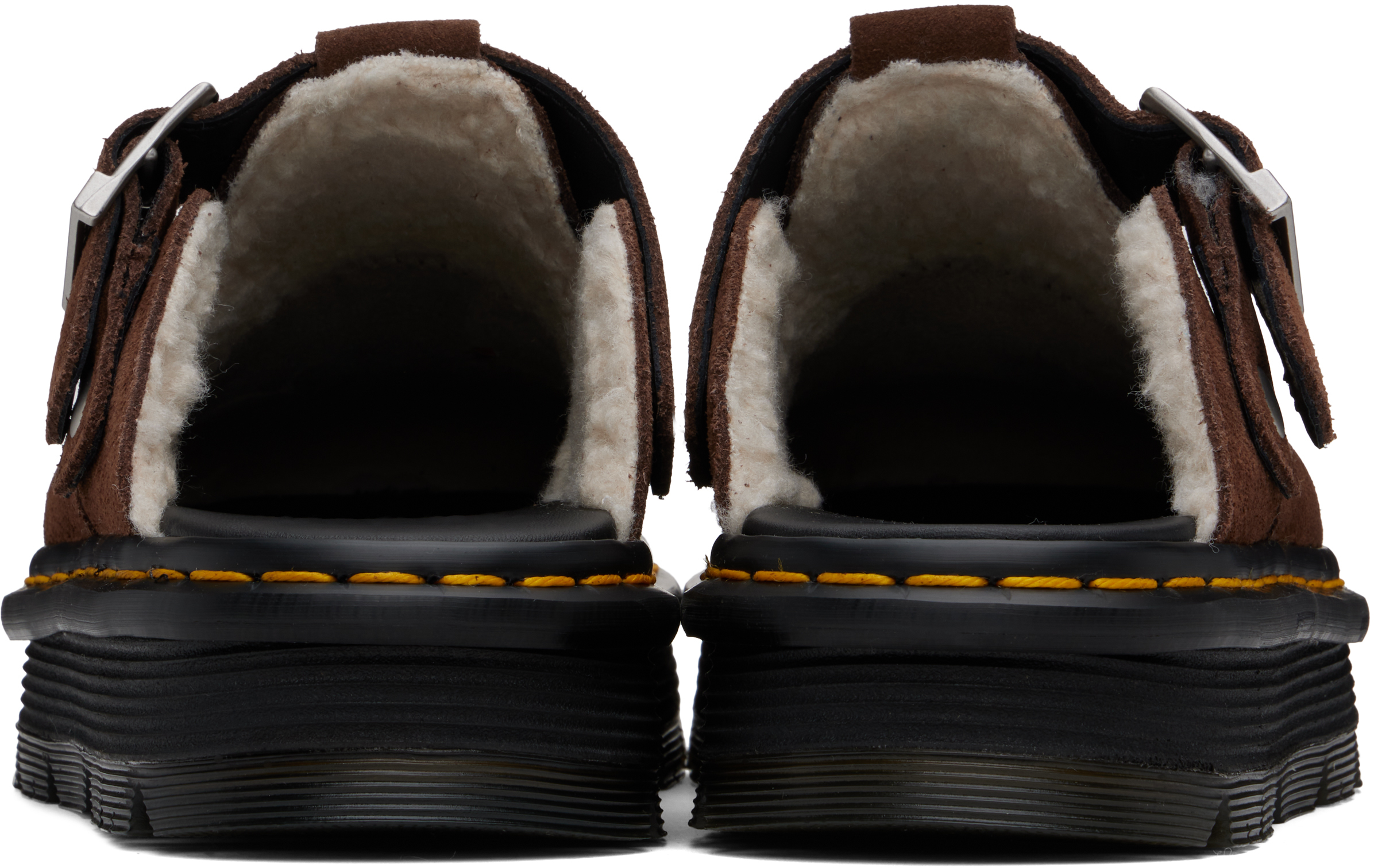 Dr. Martens Brown Zebzag Suede Slingback Platform Mules