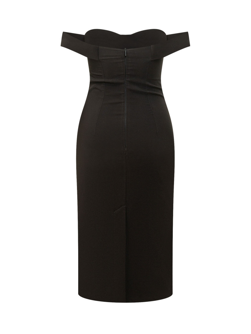 Black Embellished Off Shoulder Midi Dress